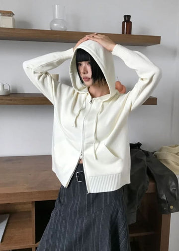 ESSENTIAL KNIT HOOD ZIP-UP